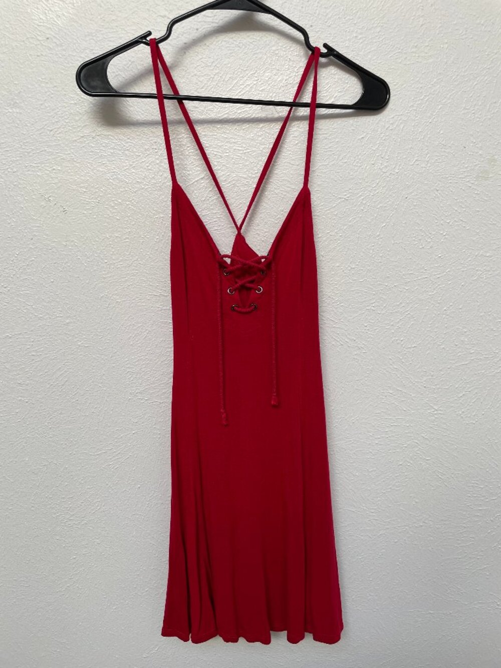 Silence + Noise Urban Outfitters Red Lace-Up Spaghetti Strap Mini Dress XS